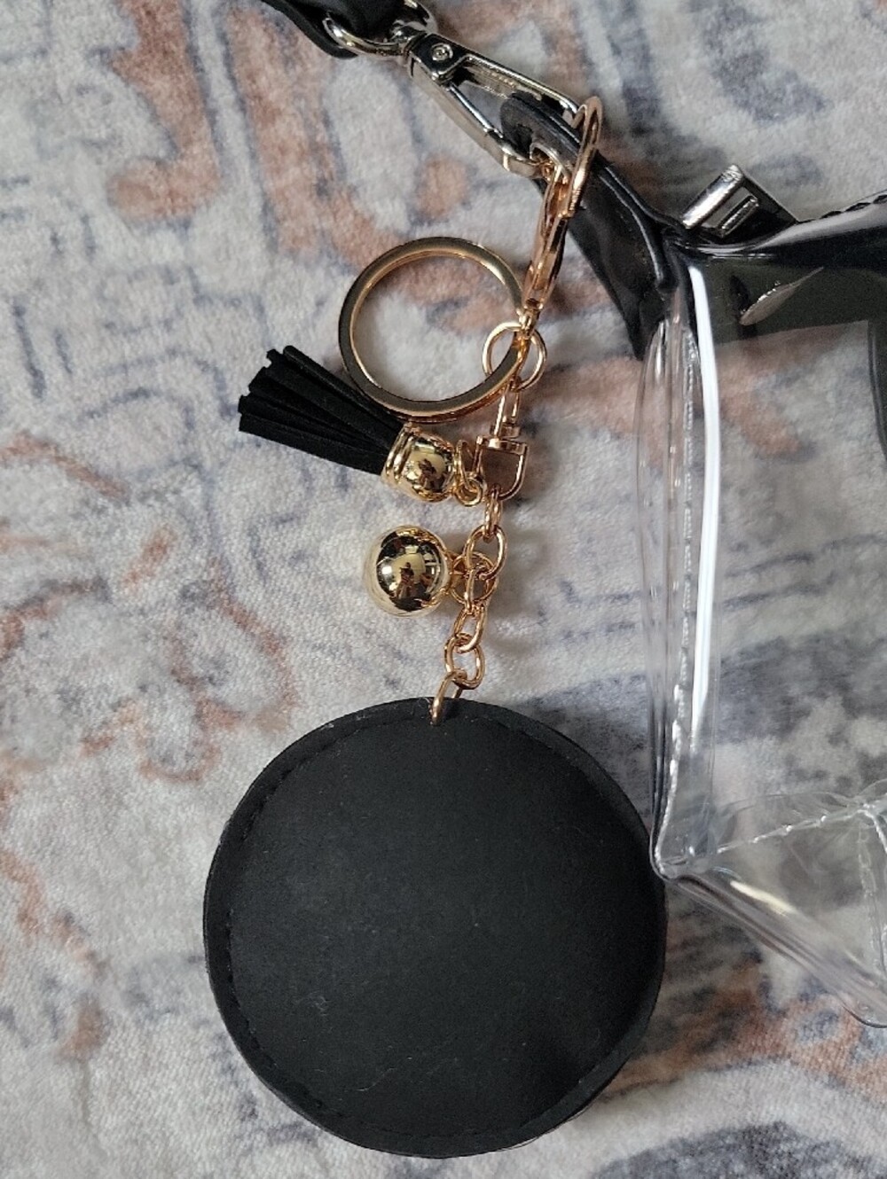 Go STEELERS !! Crystal Studded Round Keychain Purse Charm with Colored Stars - Picture 3 of 5
